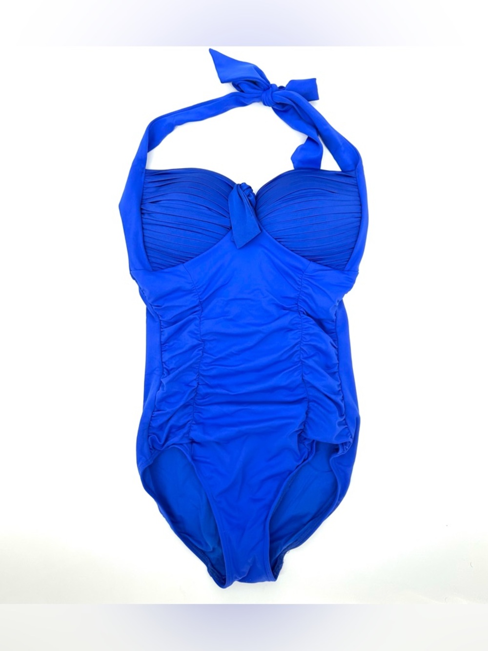 Seafolly US 8 Maillot One Piece Swimsuit Ruched Halter Blue